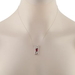 Platinum 1.12ct Diamond and Ruby Necklace MF34-031626