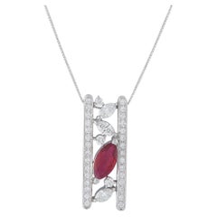 Platinum 1.12ct Diamond and Ruby Necklace MF34-031626
