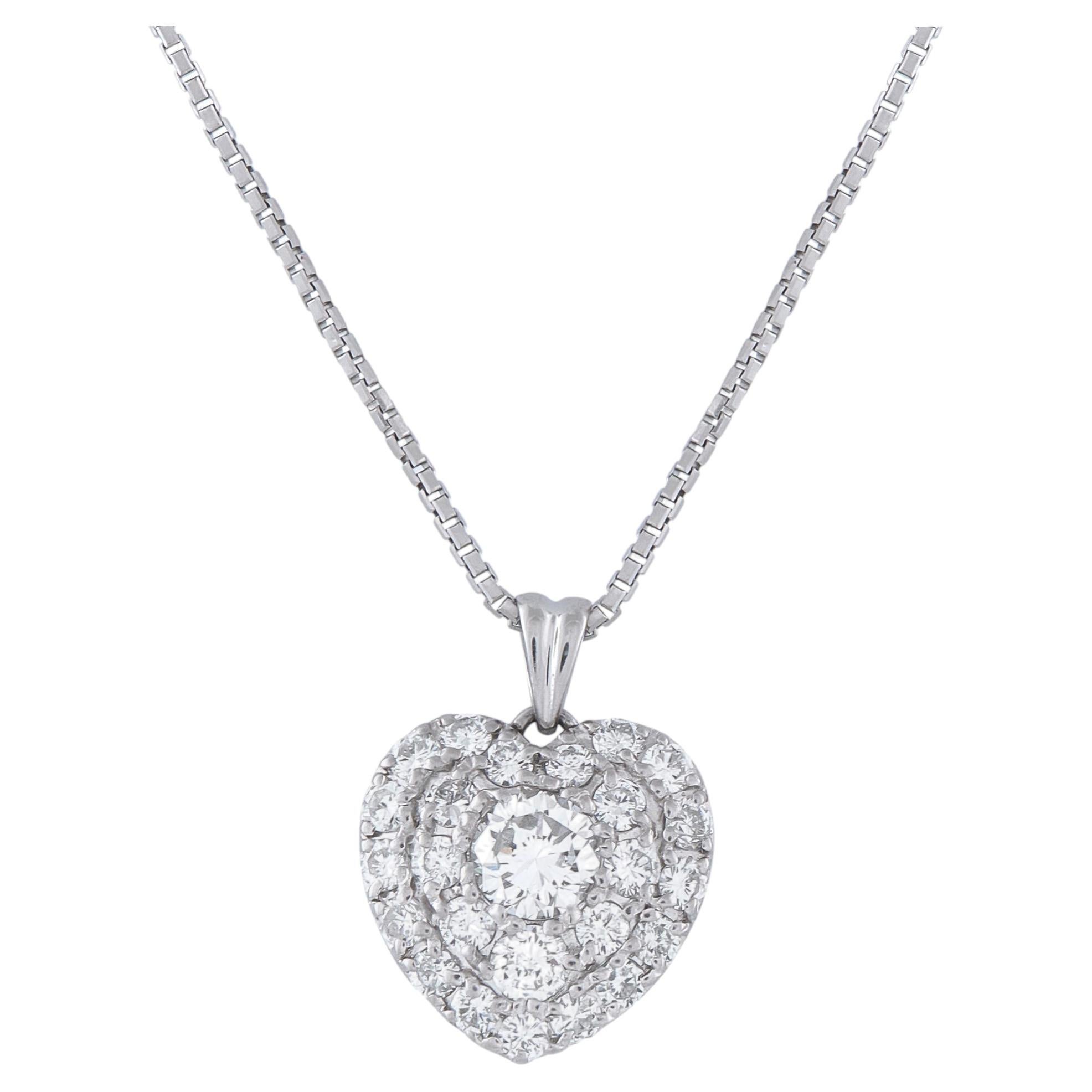 Platinum 1.12ct Diamond Pendant Necklace MF39-031226 For Sale