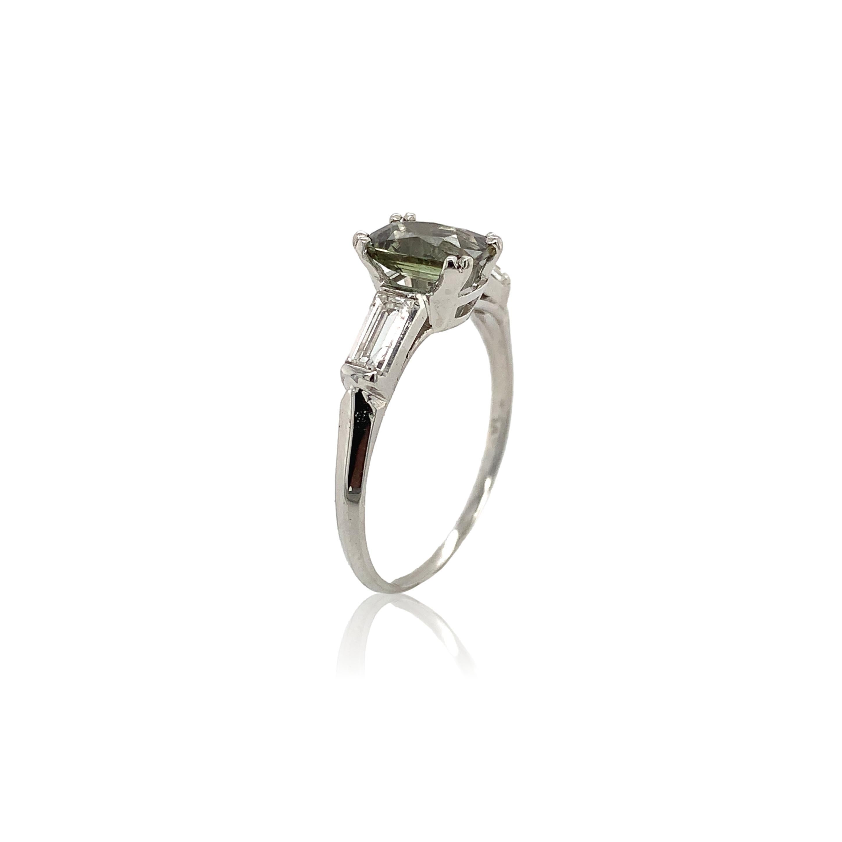 Platin 1,13 Karat natürlicher Alexandrit Ring mit GIA-Bericht (Kissenschliff)