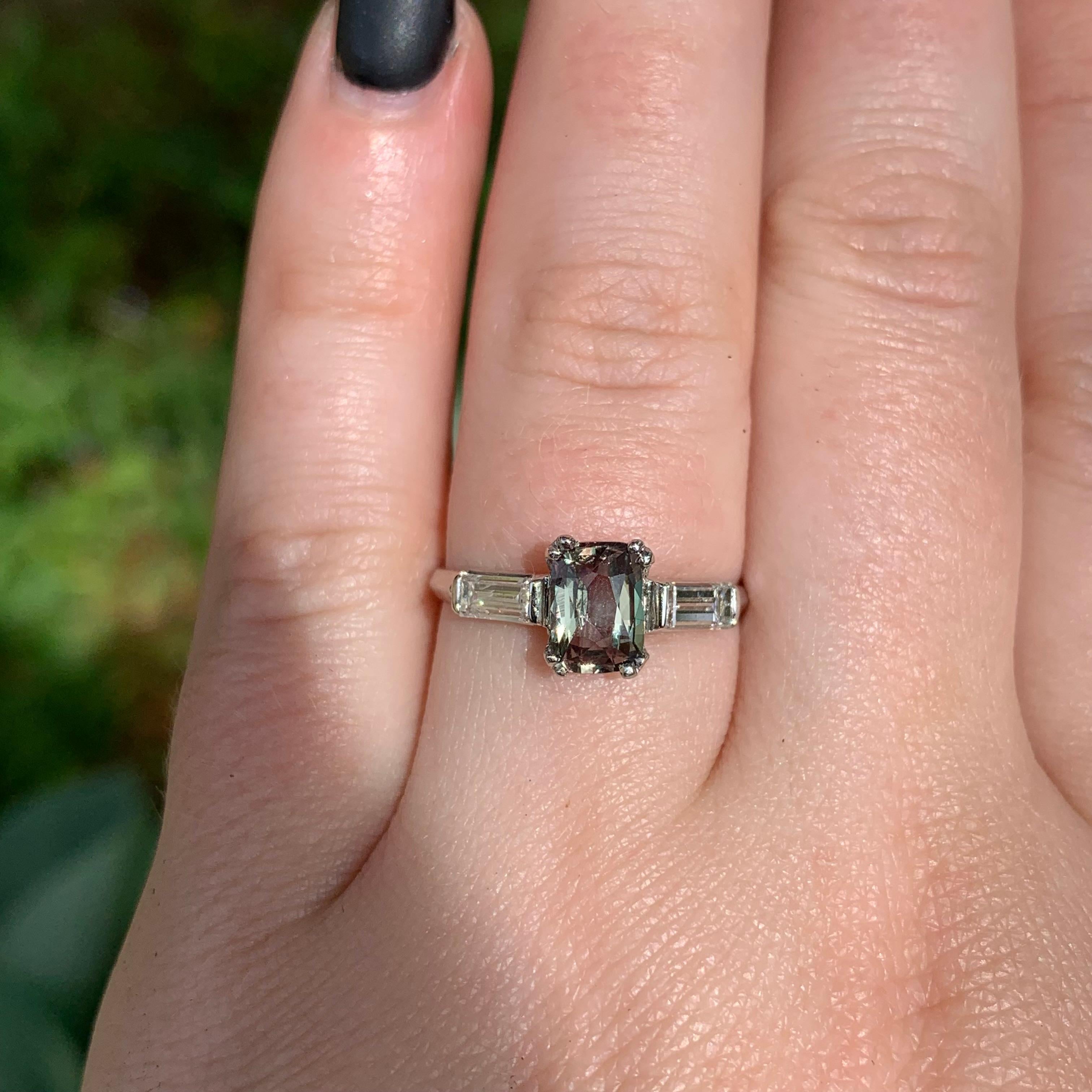 Platin 1,13 Karat natürlicher Alexandrit Ring mit GIA-Bericht 4