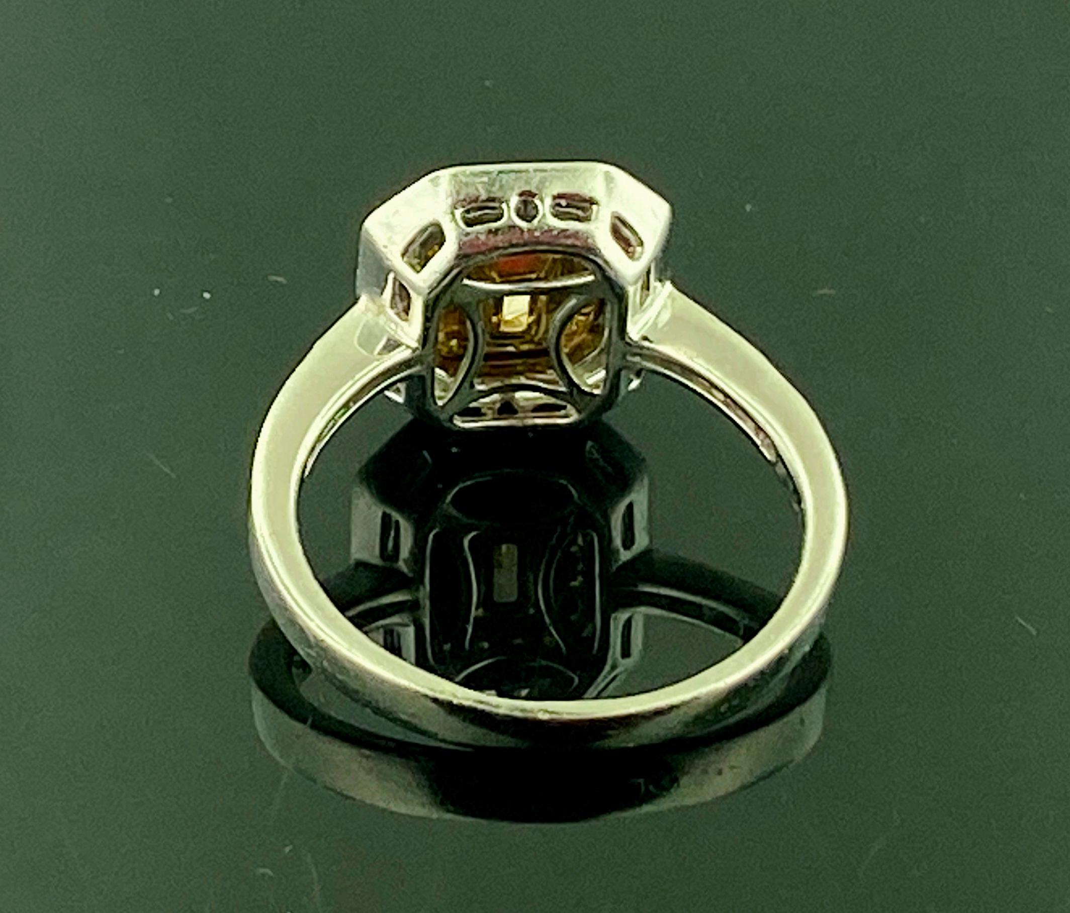 Platinum 1.13 Ct Fancy Yellow Cushion Cut Center Diamond Ring In Excellent Condition For Sale In Palm Desert, CA
