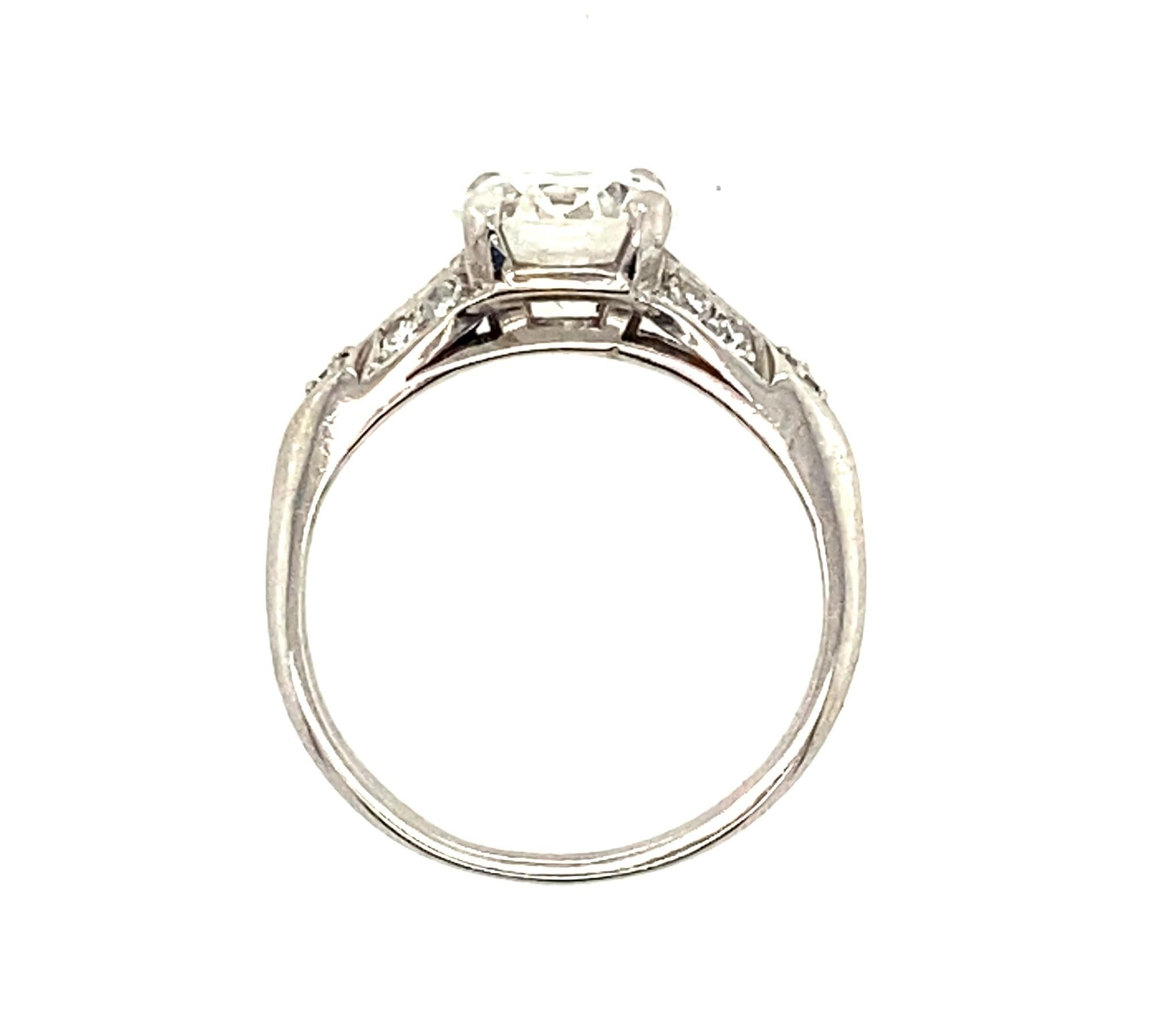 Platinum 1.14TCW Old European Cut Diamond Art Deco Engagement Ring  For Sale 1