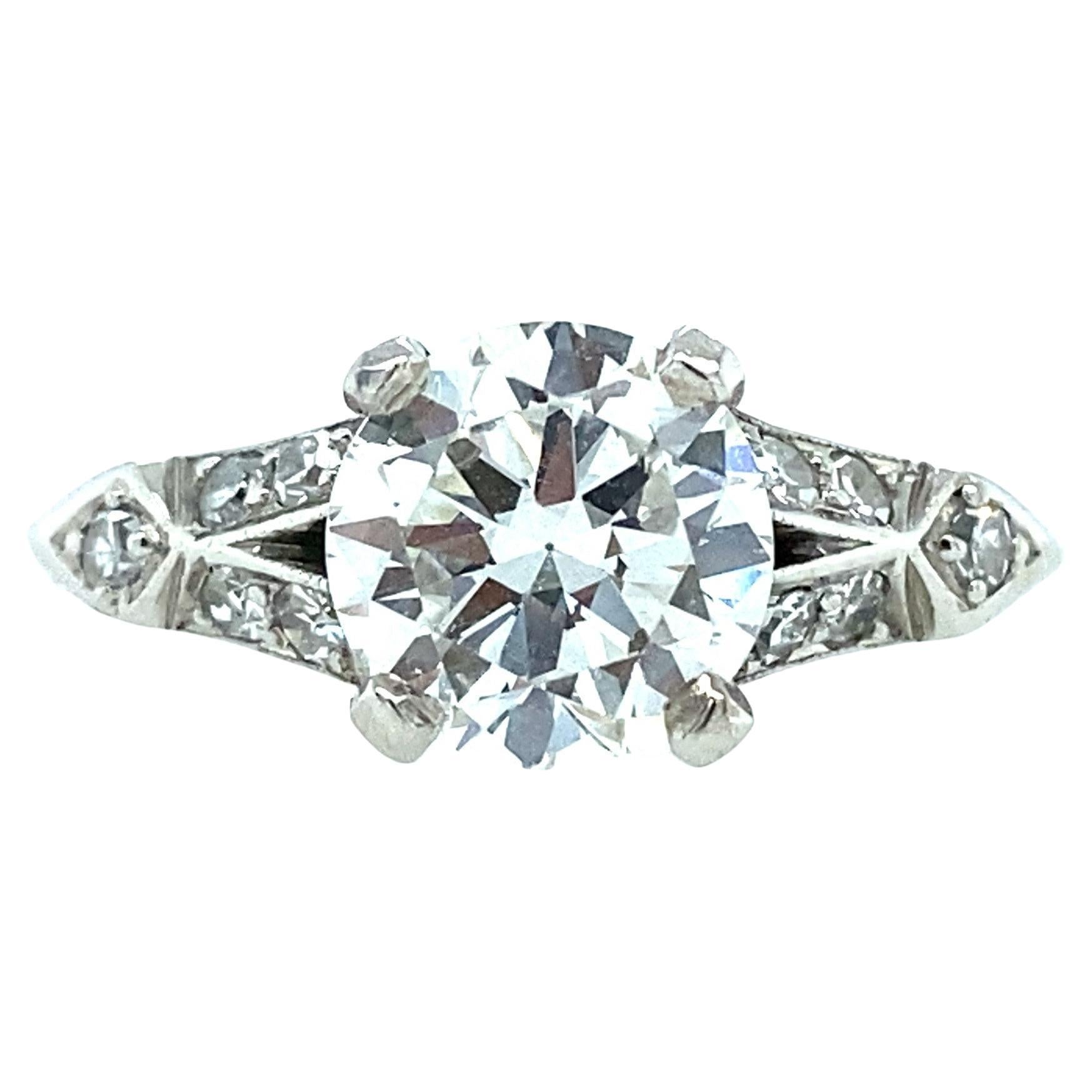 Platinum 1.14TCW Old European Cut Diamond Art Deco Engagement Ring  For Sale