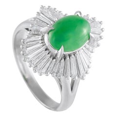 Anello Ballerina in platino con diamante e giada da 1,15 carati