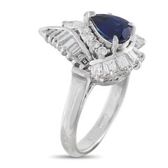 Platinum 1.15ct Diamond and Sapphire Ring #5341