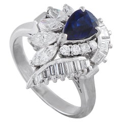 Platin 1.15ct Diamant und Saphir Ring #5341