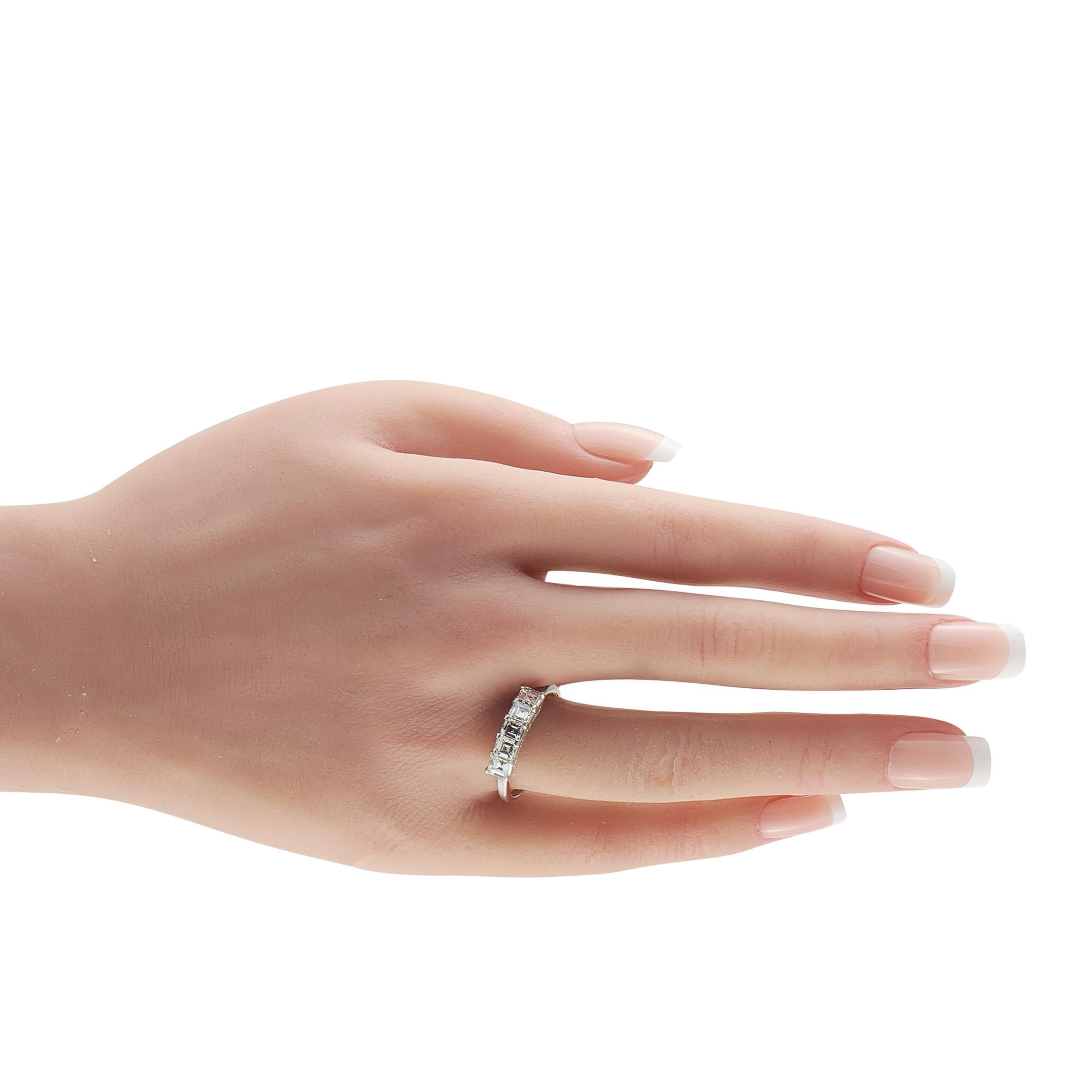 Emerald Cut Platinum 1.15ct Diamond Ring #5256 For Sale