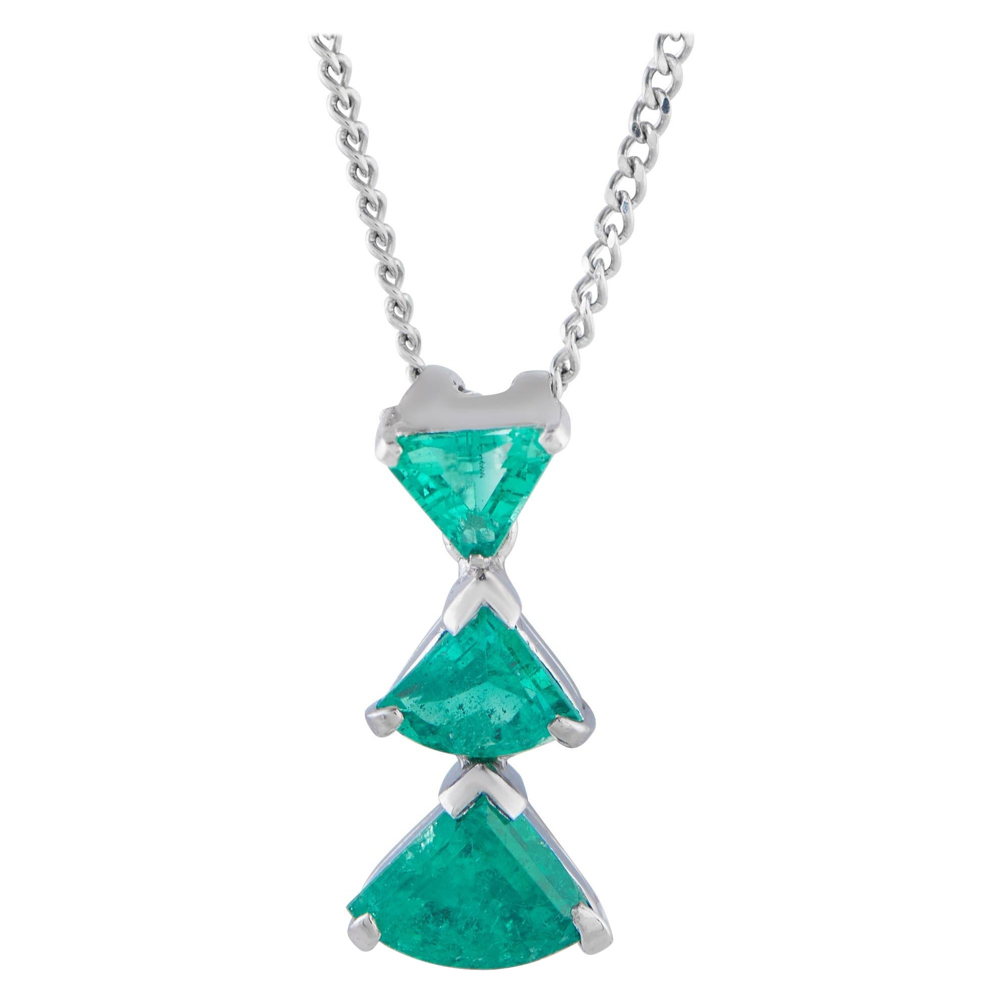 Platinum 1.15ct Emerald Trio Necklace MF05-101725