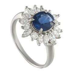 Platinum 1.17ct Diamond and Sapphire Ring