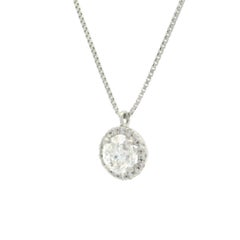 Platinum 1.17ctw Round Diamond Solitaire Slide Pendant Adjustable Box Chain