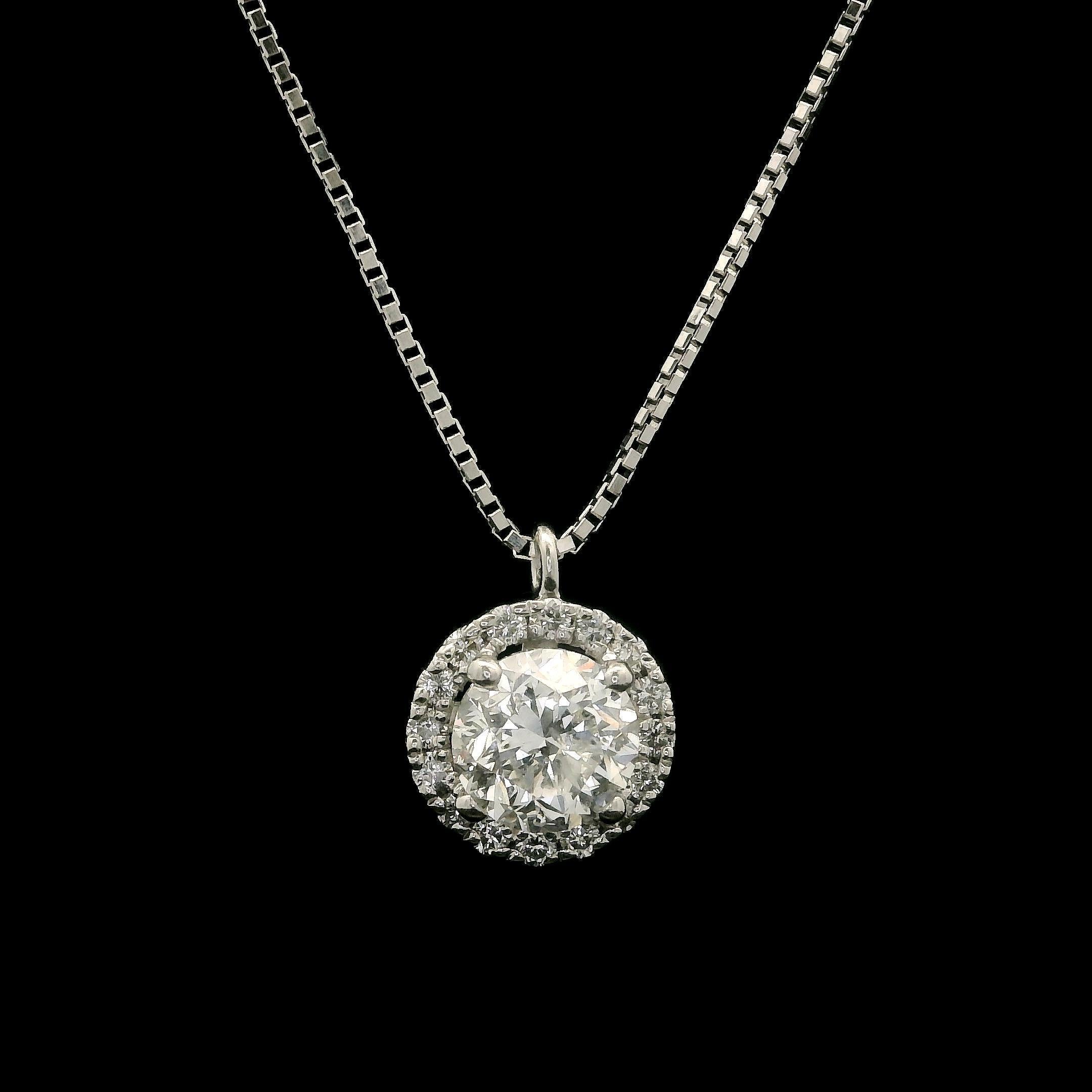 Platin 1,17ctw Runde Diamant Solitär Slide Anhänger Einstellbare Box Kette Damen im Angebot