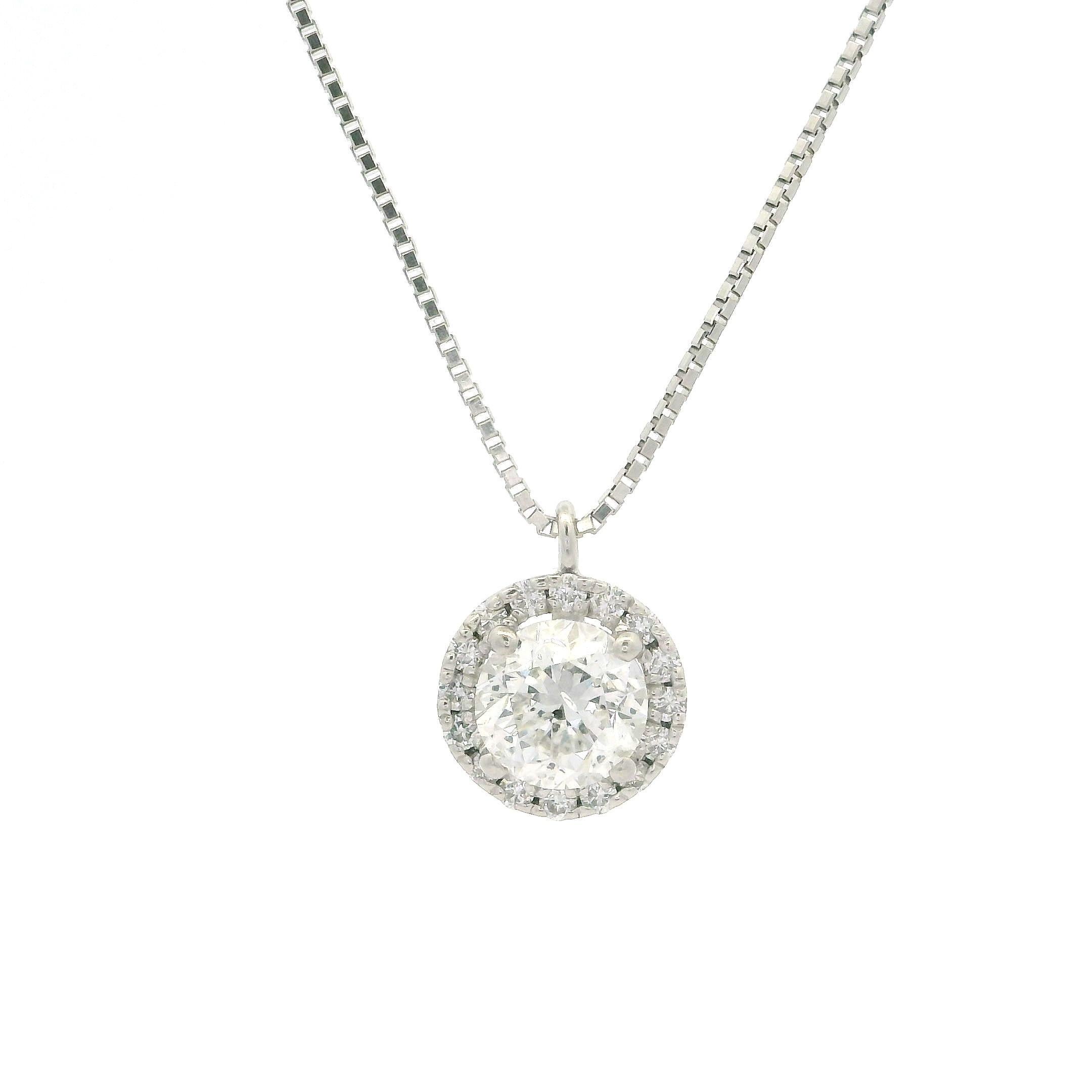 Platin 1,17ctw Runde Diamant Solitär Slide Anhänger Einstellbare Box Kette im Angebot 1