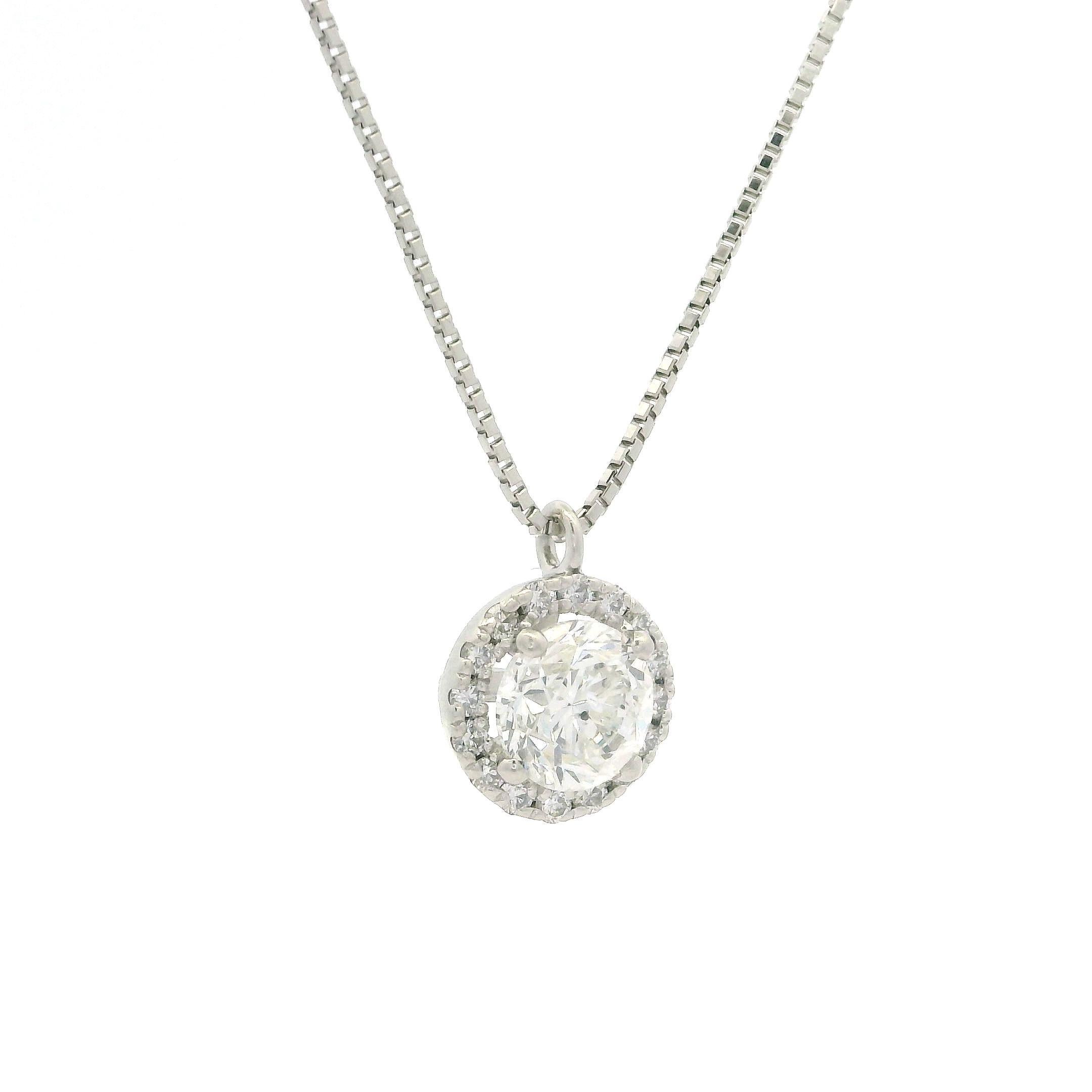 Platin 1,17ctw Runde Diamant Solitär Slide Anhänger Einstellbare Box Kette im Angebot 2