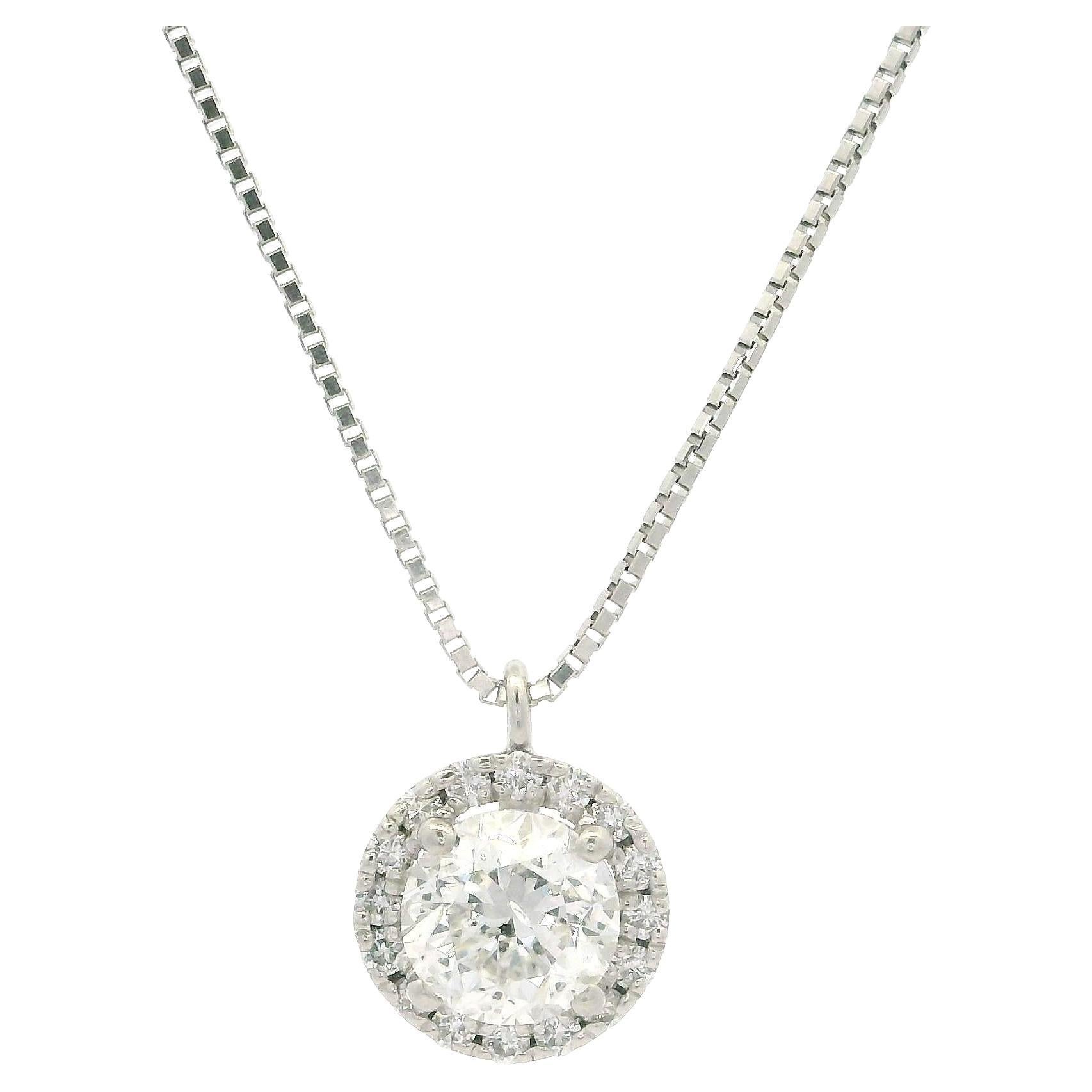 Platin 1,17ctw Runde Diamant Solitär Slide Anhänger Einstellbare Box Kette im Angebot