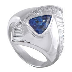 Platinum 1.18ct Diamond and Sapphire Statement Ring