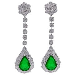 Sophia D. 11.92 Carat Diamond and Emerald Platinum Earrings
