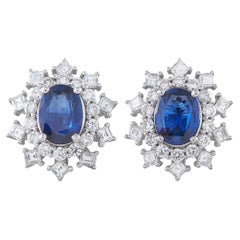 Platin-Ohrringe mit 1,19 Karat Diamanten und Saphiren MF22-0411026