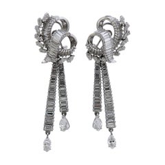 Platinum 12 Carat Diamond Day and Night Cocktail Earrings