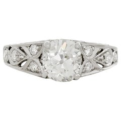 Platinum 1.21 carat Old Mine Cut Diamond GIA Certified Estate Engagement Ring