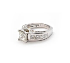 Platinum 1.23ct Modified Princess Diamond with Diamond Mounting Engagement Ring