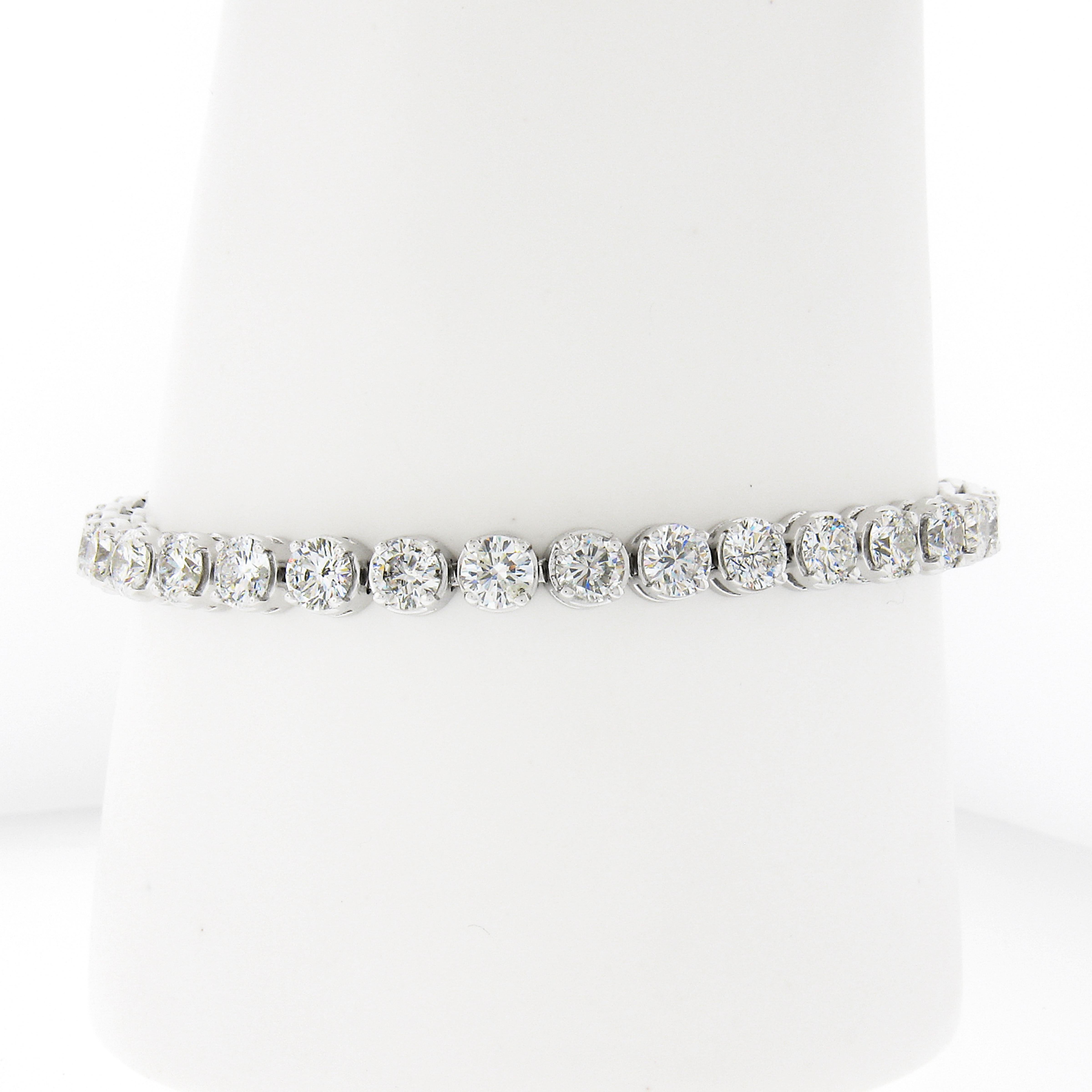 Round Cut Platinum 12.55ct 34 Round Brilliant Large Diamond Line Tennis Statement Bracelet