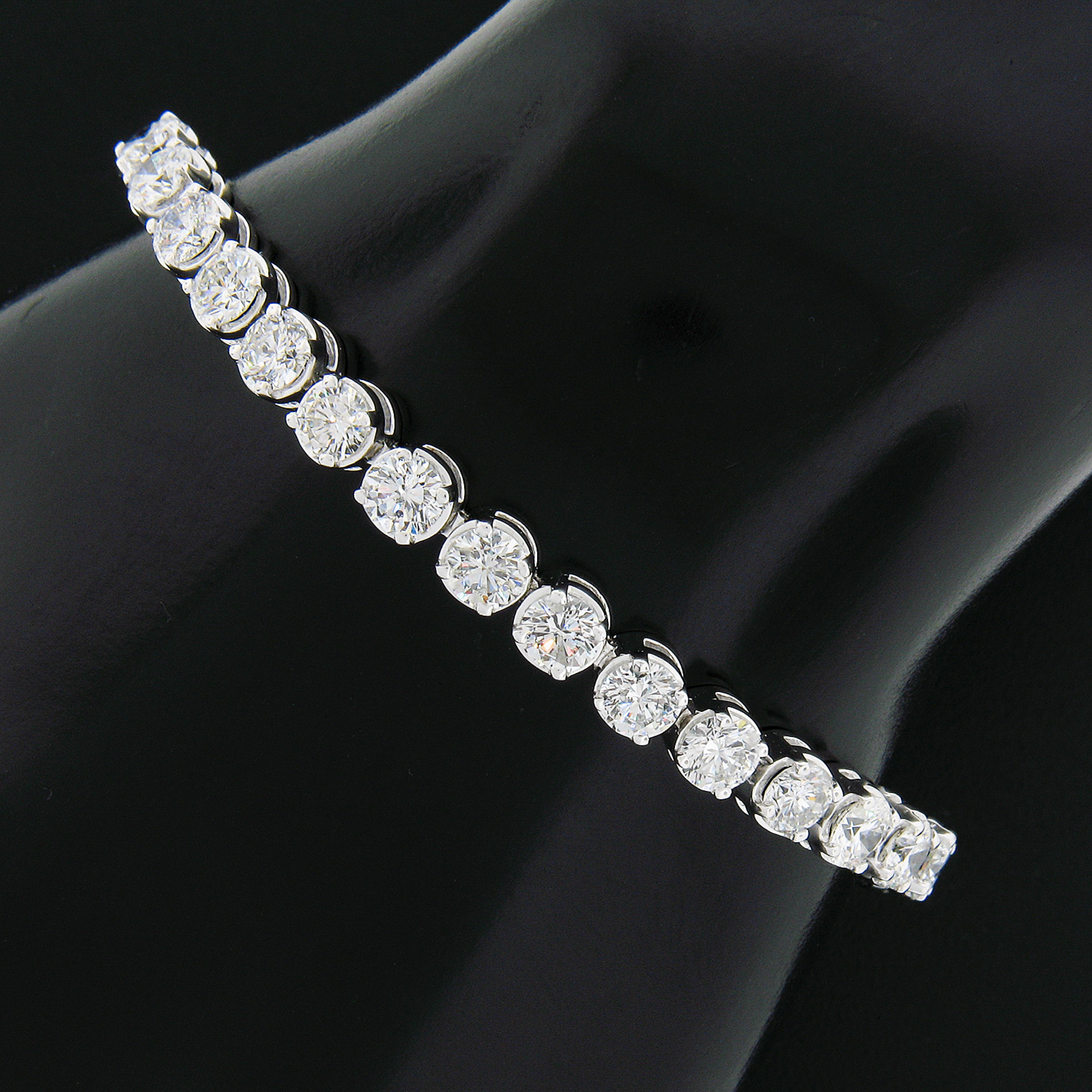 Women's or Men's Platinum 12.55ct 34 Round Brilliant Large Diamond Line Tennis Statement Bracelet