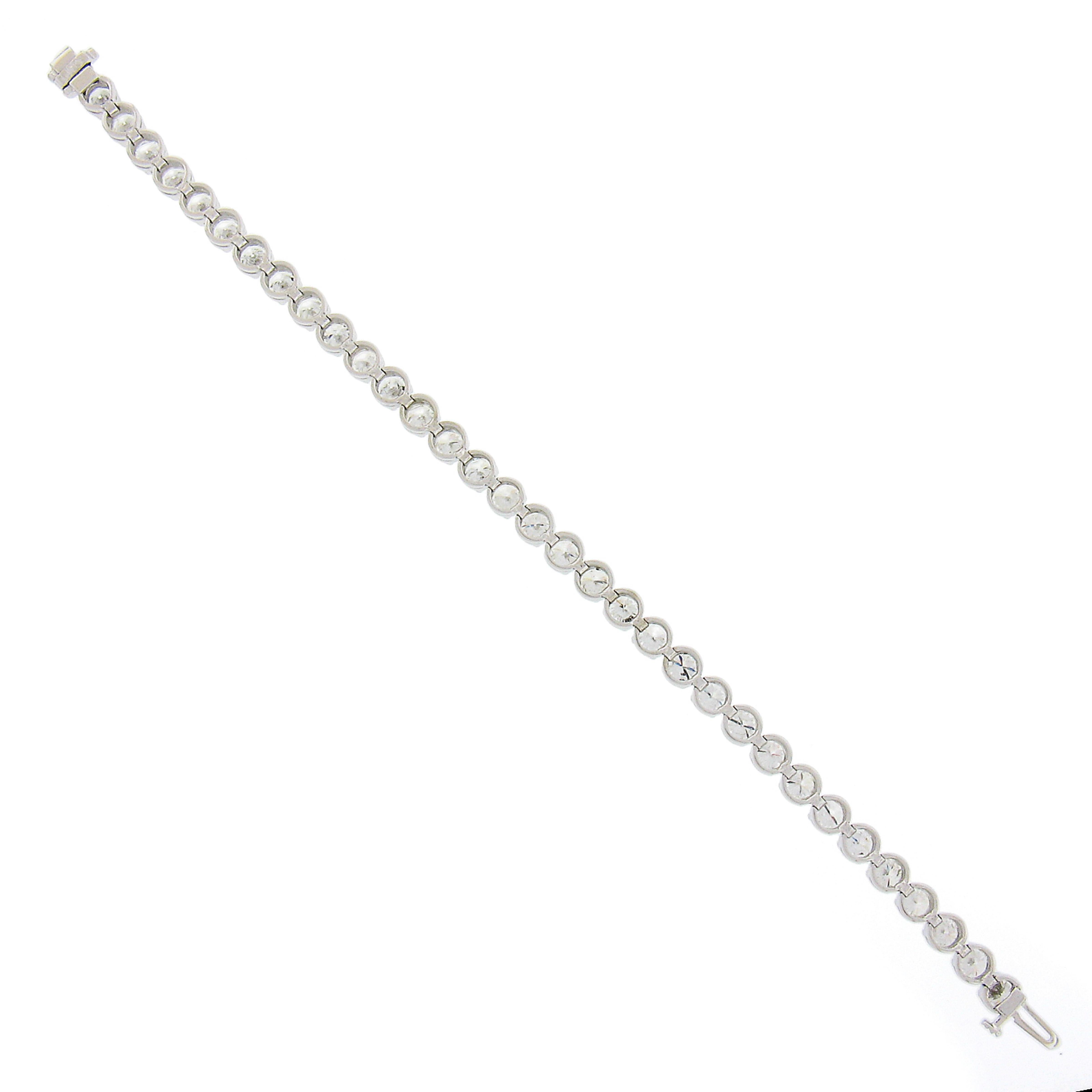 Platinum 12.55ct 34 Round Brilliant Large Diamond Line Tennis Statement Bracelet 1