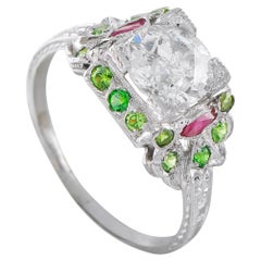 Platinum 1.25ct Diamond and Demantoid Ring MF20-062526