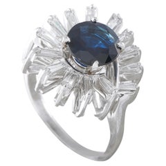 Platinum 1.25ct Diamond and Sapphire Ballerina Ring MF01-062626