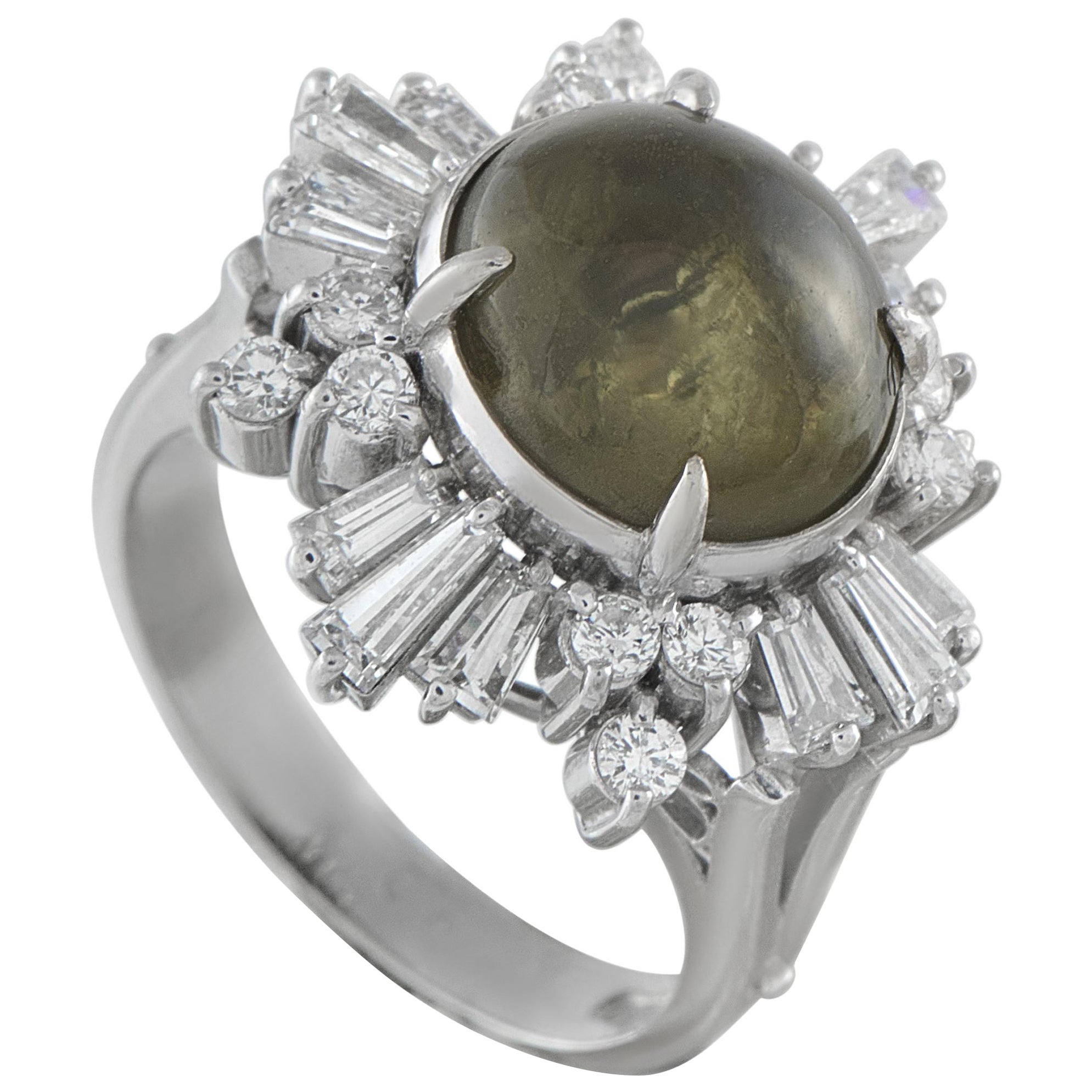 Platin 1,26ct Diamant und Cats Eye Ring #5309