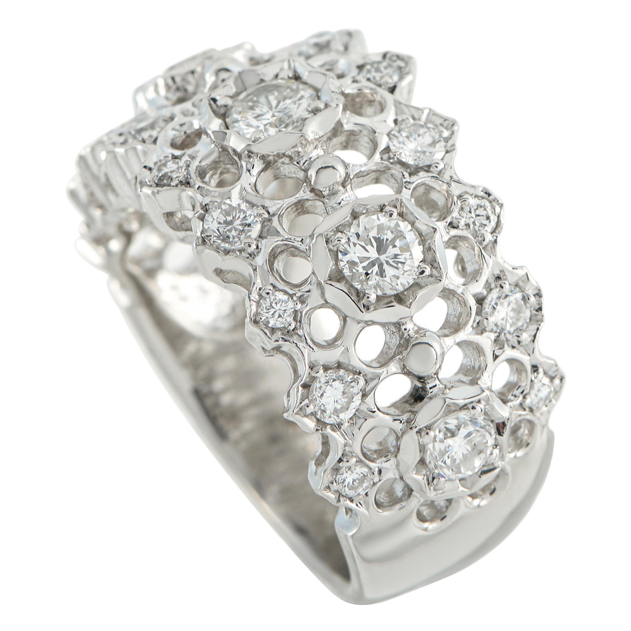 Platinum 1.26ct Diamond Honeycomb Ring MF25-110525 For Sale