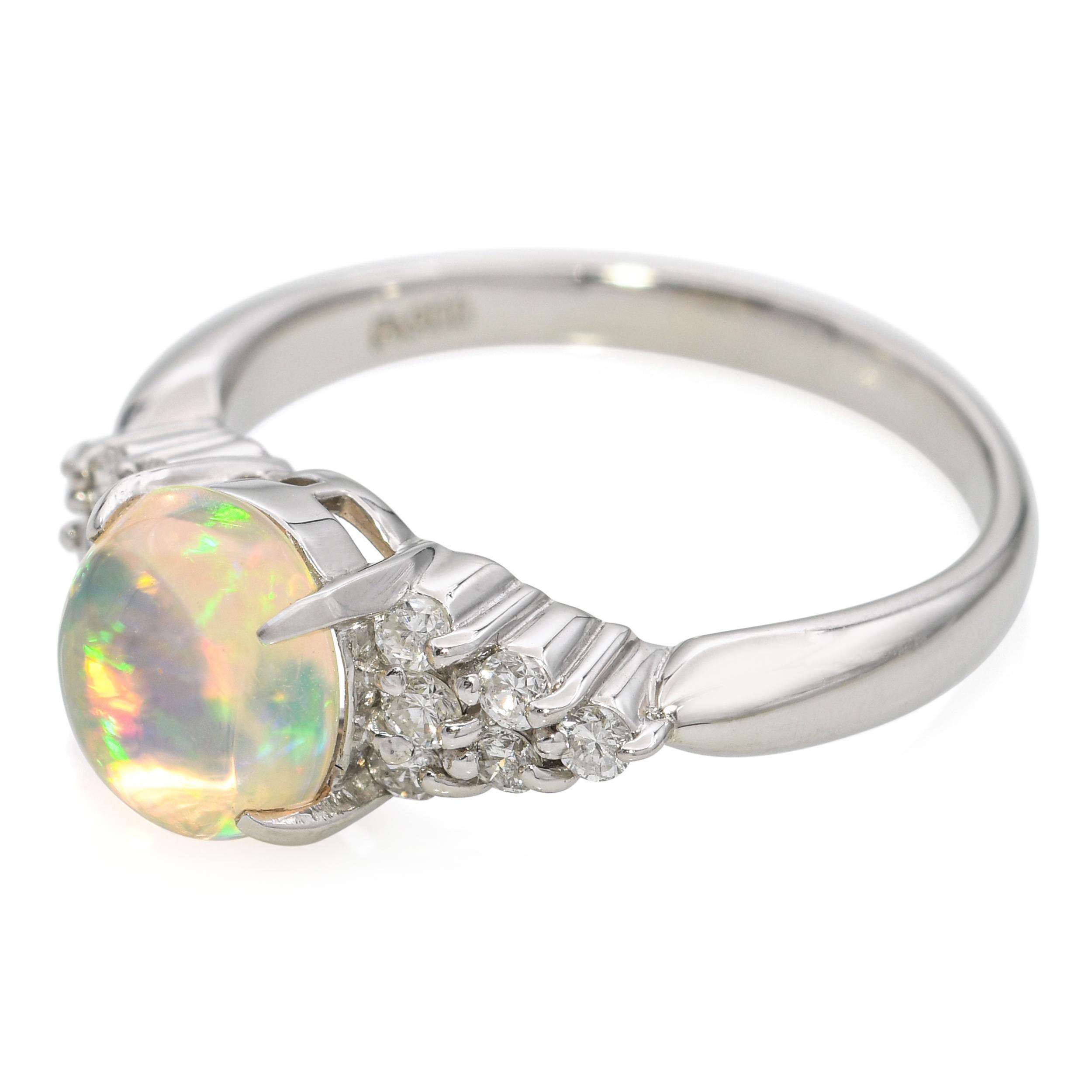 Bague en platine 1,27 ct d'opale en gelée et diamant Unisexe en vente
