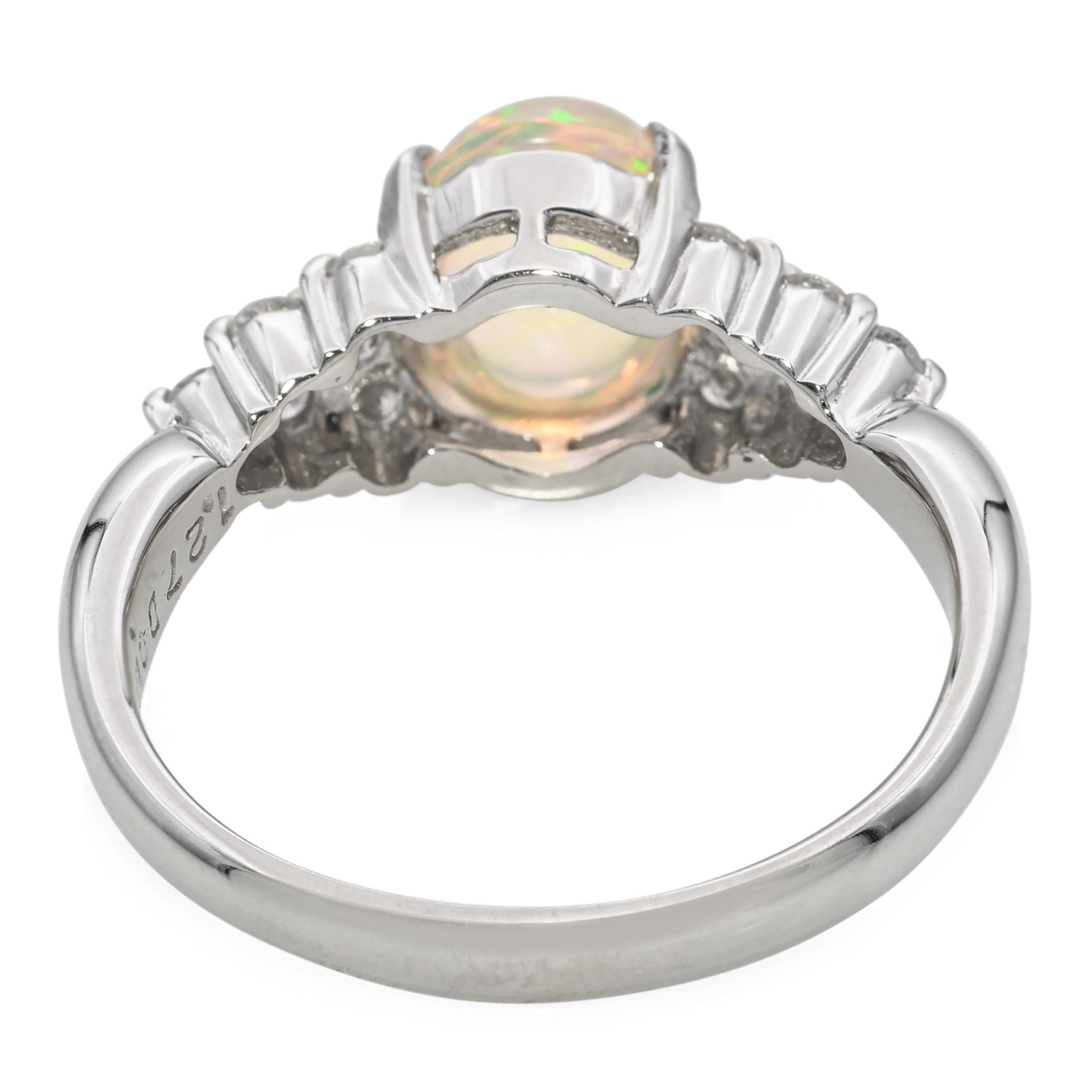 Bague en platine 1,27 ct d'opale en gelée et diamant en vente 1