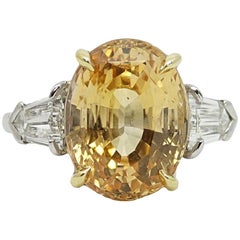 Platinum 12.89 Carat Yellow Sapphire Ring