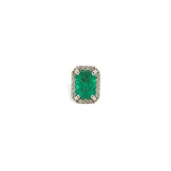 Platinum 1.28cttw Fine Emerald and Diamond Stud Earrings