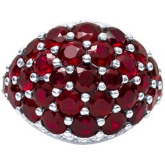 Platinum 12.92 Carat Natural Ruby and Diamond Dome Ring 16.5 Grams