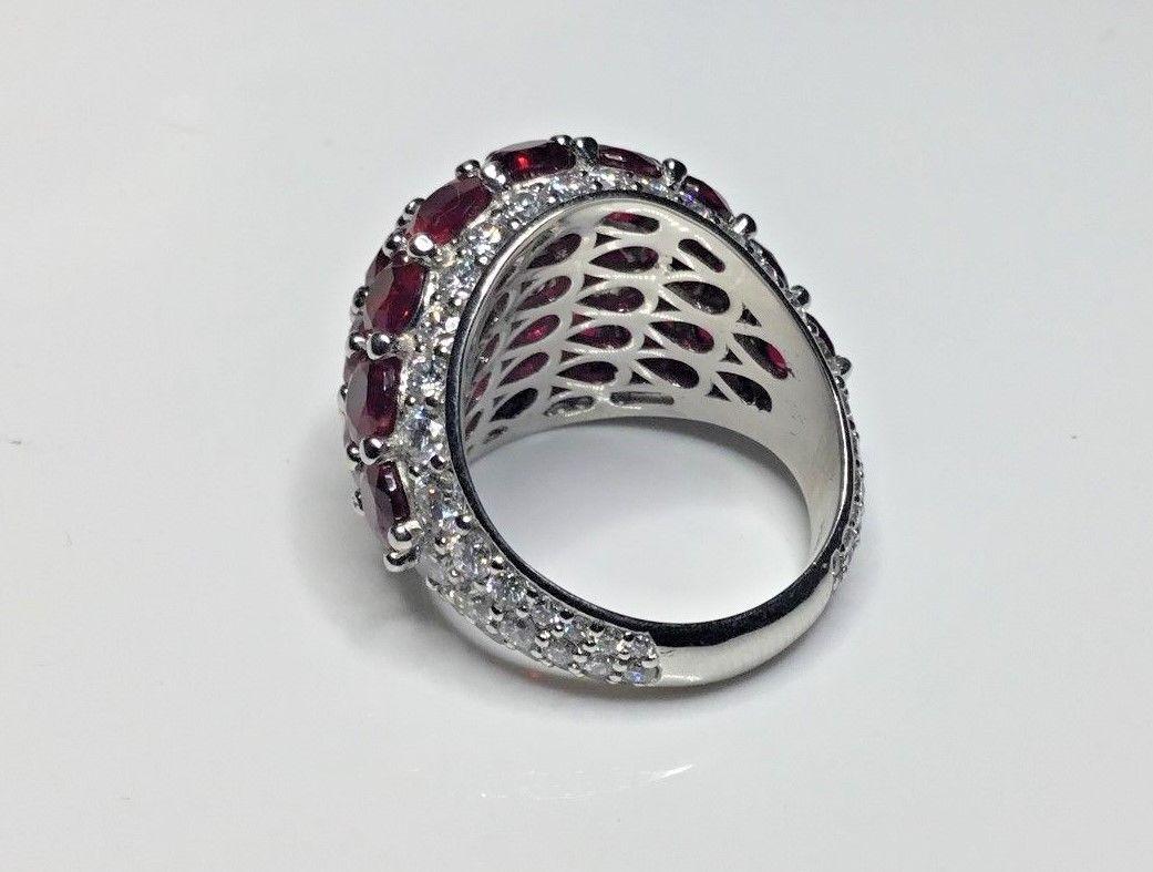 Platinum 12.92 Carat Natural Ruby and Diamond Dome Ring 16.5 Grams In New Condition For Sale In Houston, TX