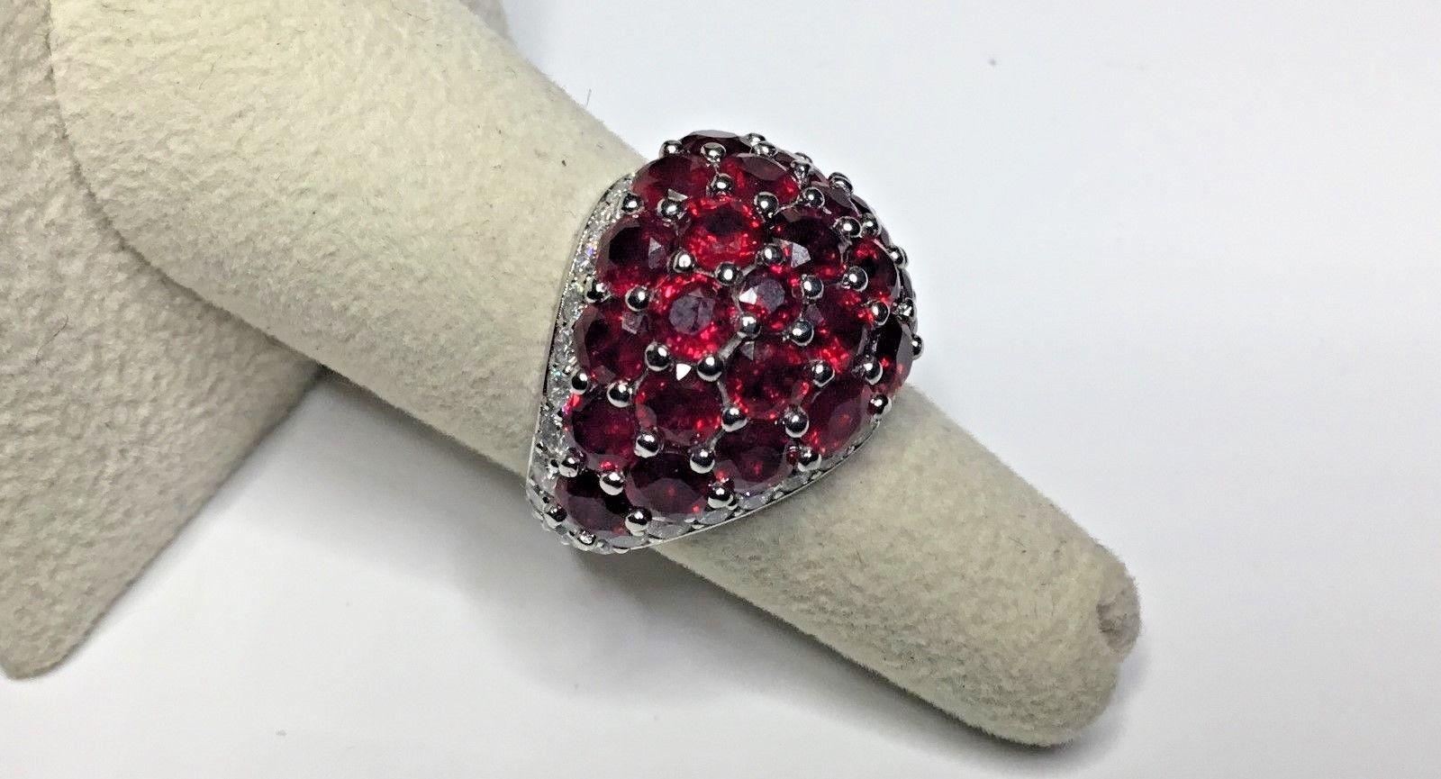Platinum 12.92 Carat Natural Ruby and Diamond Dome Ring 16.5 Grams For Sale 1