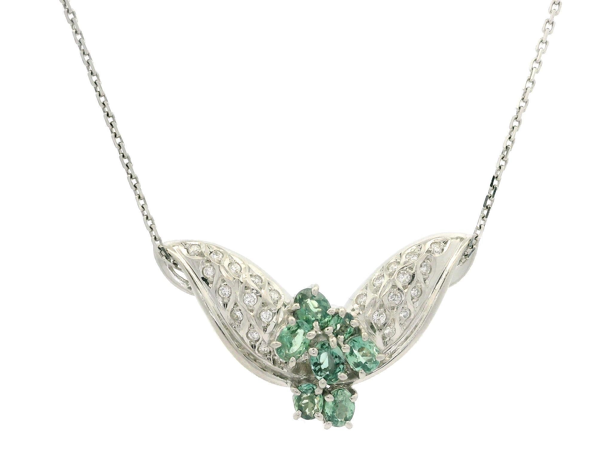 Platinum 1.2ctw Alexandrite & Diamond Butterfly Slide Pendant Chain Necklace For Sale 5