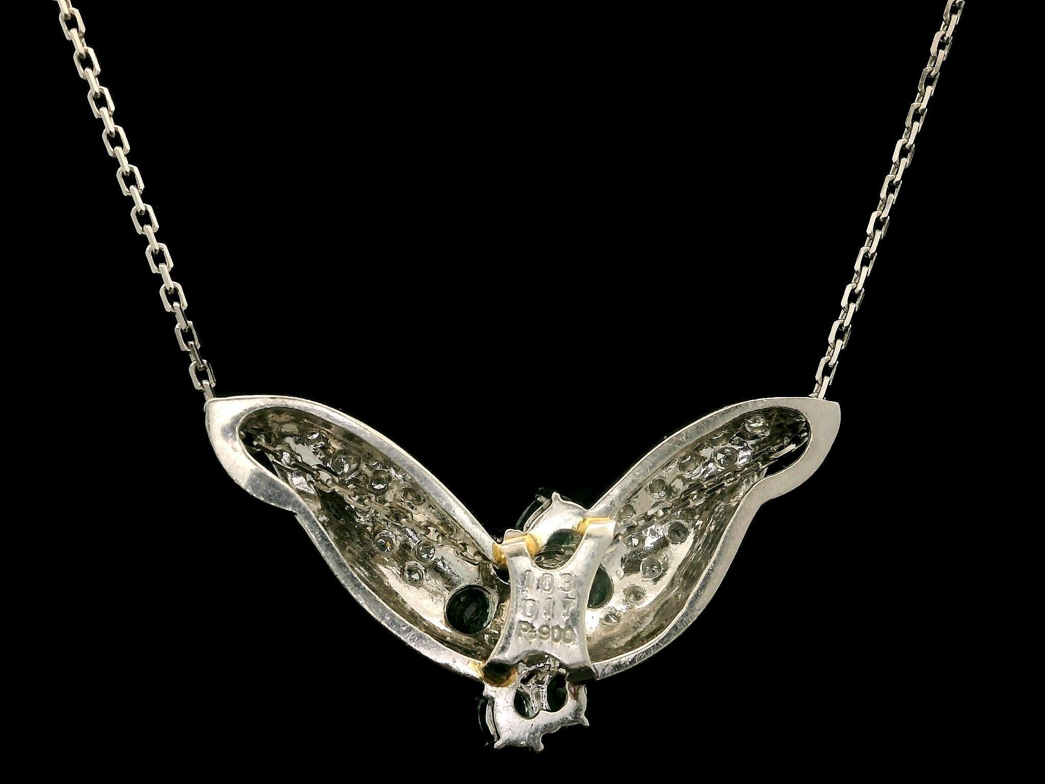 Oval Cut Platinum 1.2ctw Alexandrite & Diamond Butterfly Slide Pendant Chain Necklace For Sale