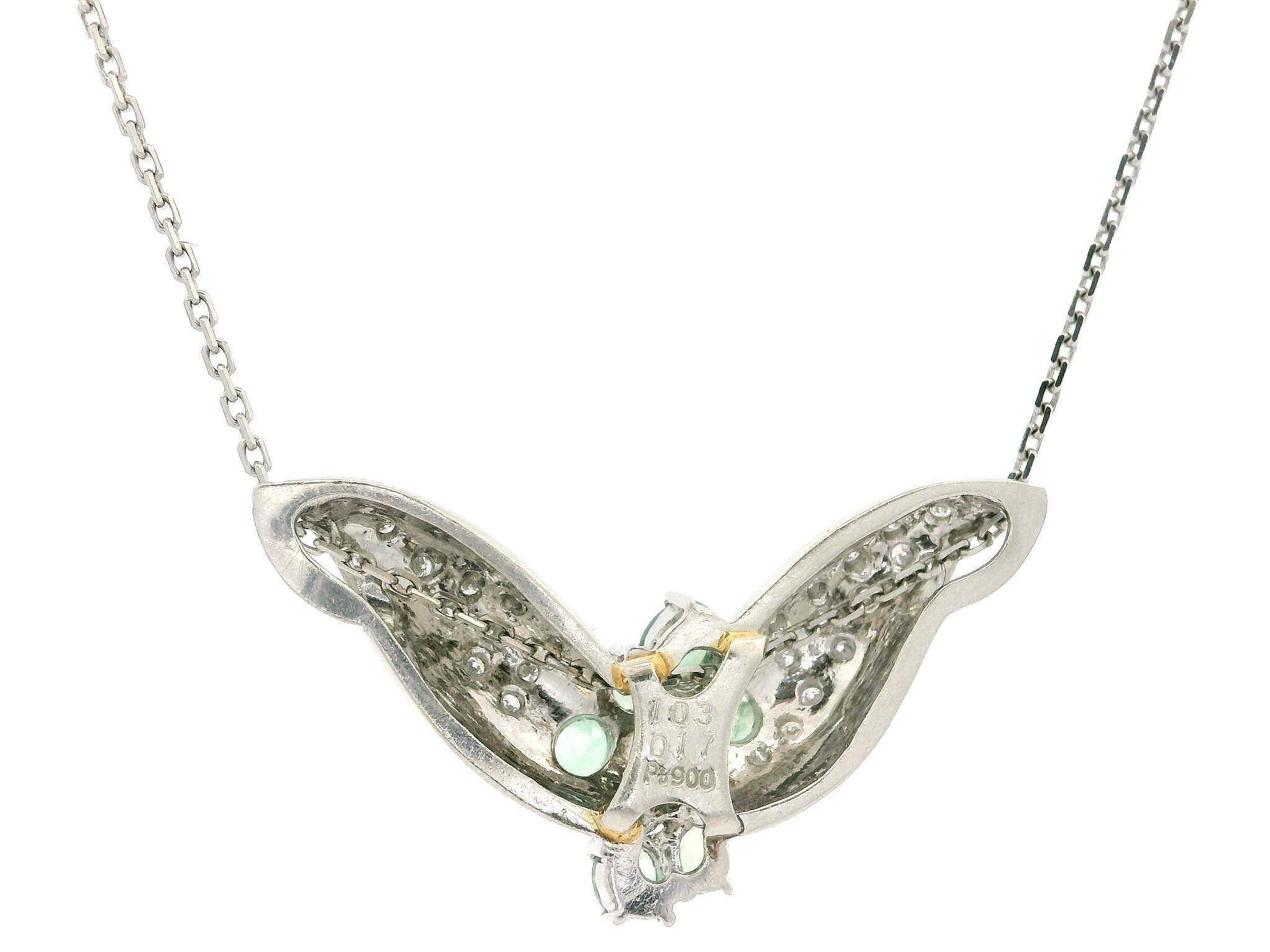 Platinum 1.2ctw Alexandrite & Diamond Butterfly Slide Pendant Chain Necklace For Sale 2