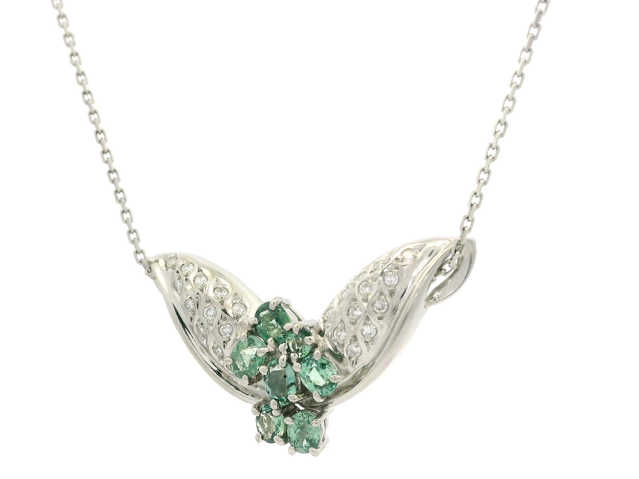 Platinum 1.2ctw Alexandrite & Diamond Butterfly Slide Pendant Chain Necklace For Sale 3