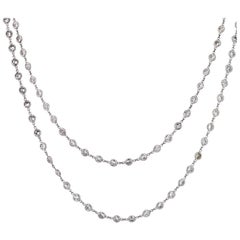 Platinum 13 Carat Round Cut Diamonds by the Yard Necklace