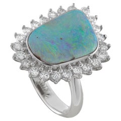 Anillo de platino con diamantes y ópalo de 1,30 ct MF10-052126