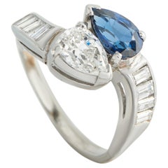 Platinum 1.30ct Diamond and Sapphire Ring