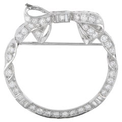 Platinum 1.30ct Diamond Circular Bow Brooch MF24-062526