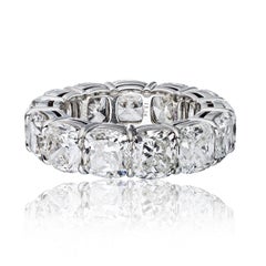 Alliance éternelle en platine 13.14 carats GIA diamants taille coussin