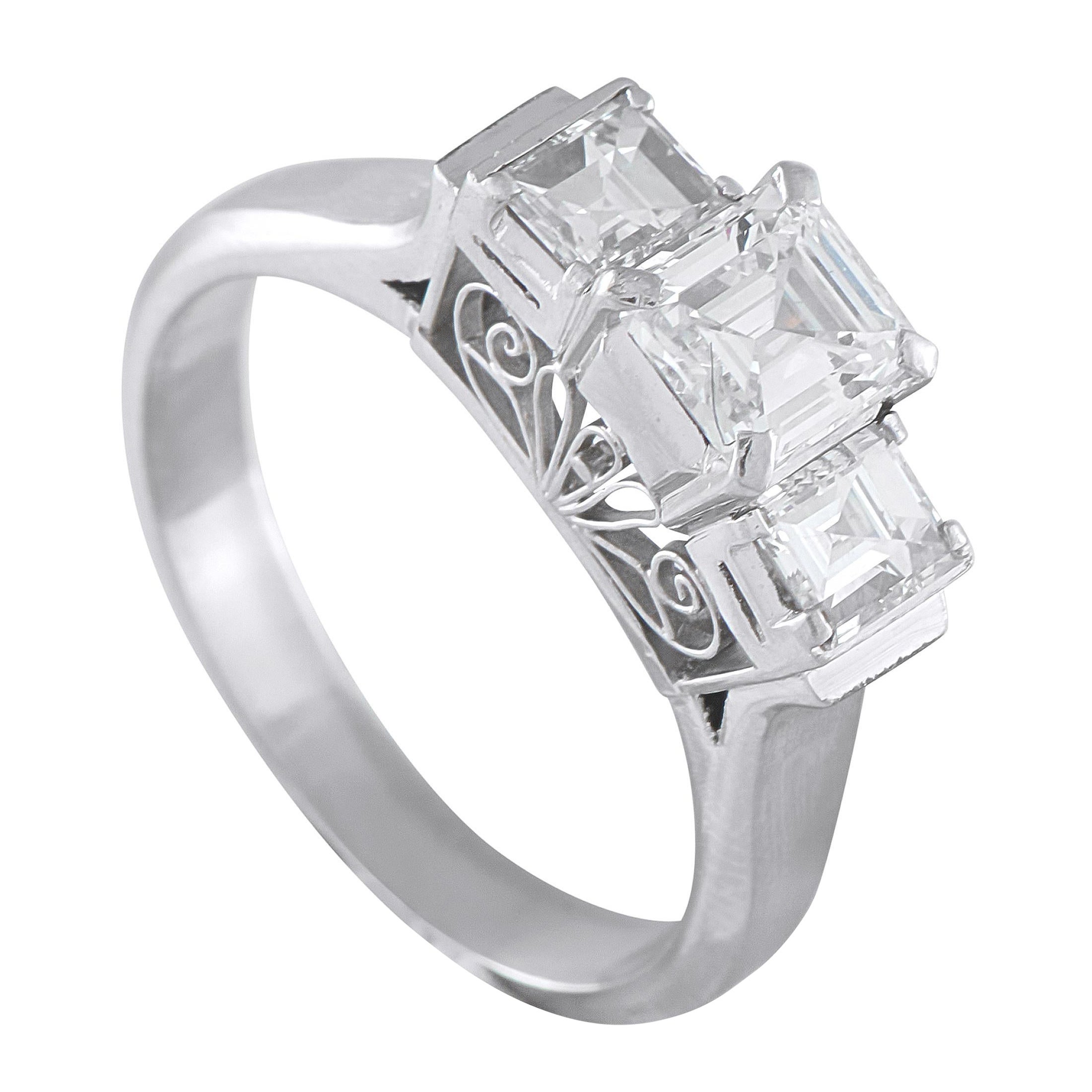 Platinum 1.32ct Diamond Three-Stone Ring #5251