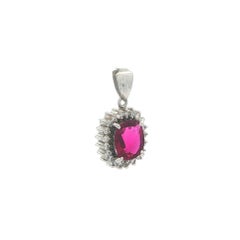 Platinum 1.32ctw GIA Cushion No Heat Cushion Ruby w/ Diamond Halo Pendant